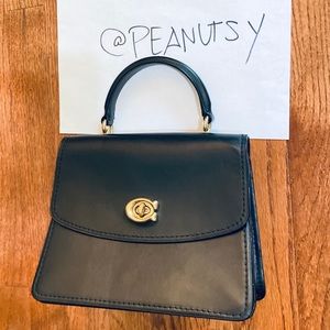 Coach Parker Top Handle black smooth leather and brass hardware
